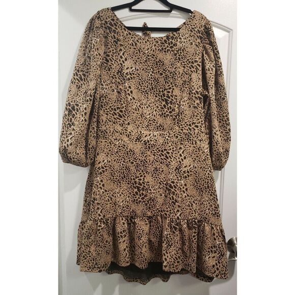 Anthropologie NWT Maeve Leopard Print Cutout Back Ties Mini Ruffle Dress 20W - Picture 5 of 9